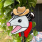 Made to Order: Screamy Cowboy Opossum Stained Glass Suncatcher