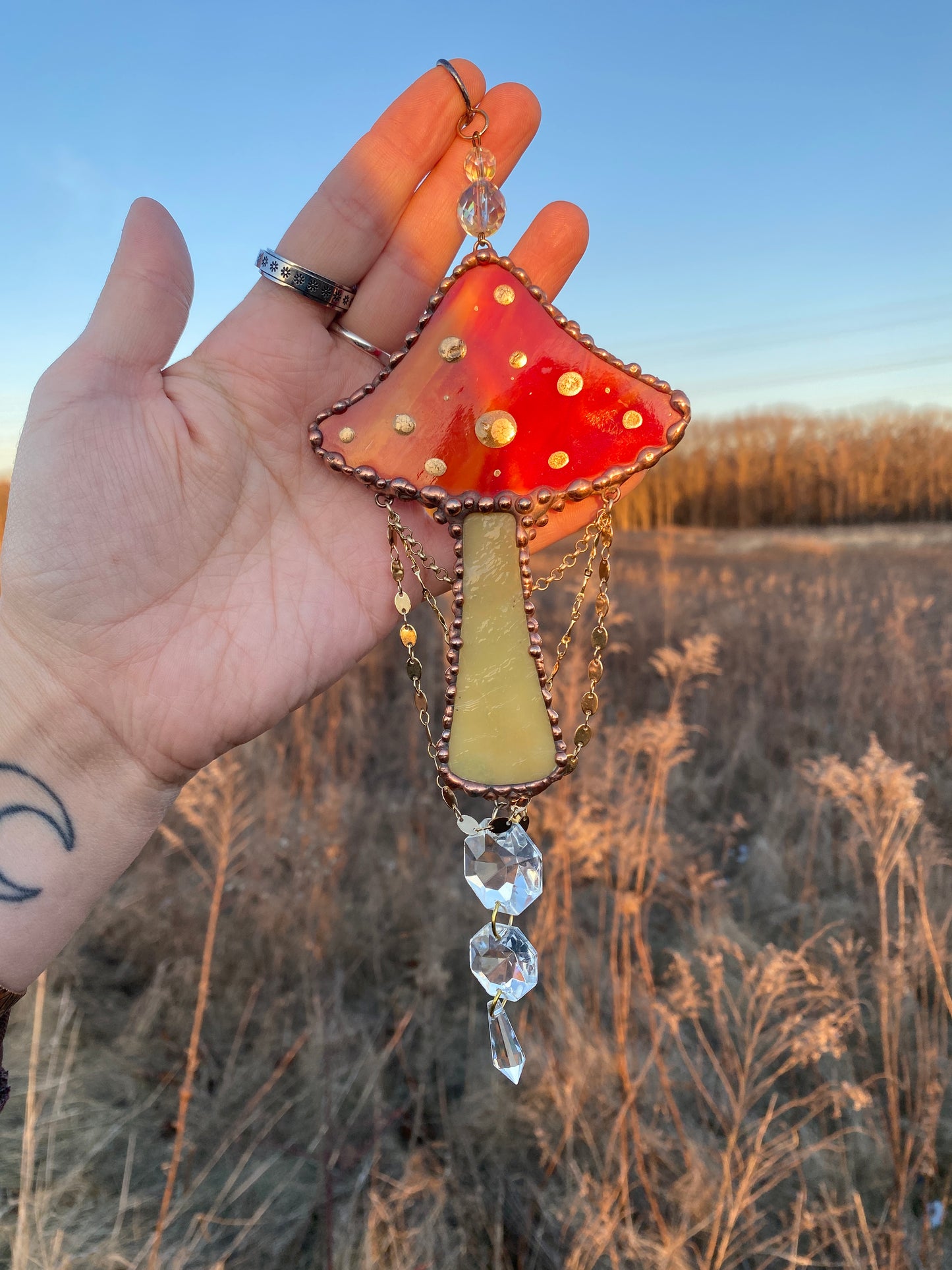Red Mushroom Stained Glass Suncatcher