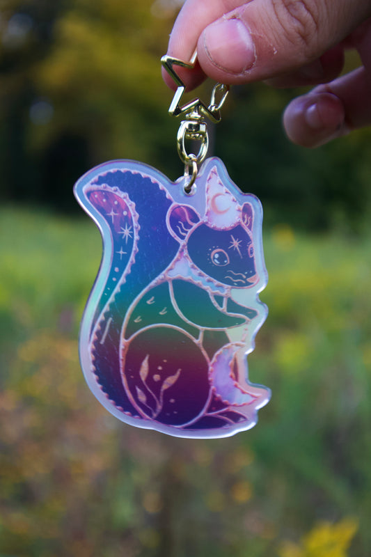 Wizard Squirrel Holographic Acrylic Bag Charm