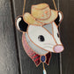 Cowboy Opossum Stained Glass Suncatcher