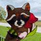 Mushroom Raccoon Stained Glass Suncatcher