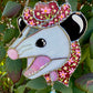 Screamy Flower Opossum Stained Glass Suncatcher