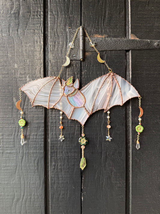 Garden Wizard Bat Stained Glass Suncatcher