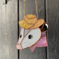 Pink Cowboy Opossum Stained Glass Suncatcher