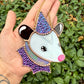 Pink/Purple Stained Glass Opossum Ornament