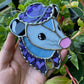 Mini Purple Cowboy Opossum Stained Glass Ornament