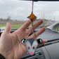 Silver Opossum Starburst Stained Glass Car Charm