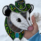 Cactus Cowboy Opossum Stained Glass Suncatcher