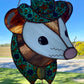 Garden Cowboy Opossum Stained Glass Suncatcher