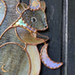 Moon Squirrel Wizard Stained Glass Suncatcher