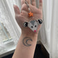 Orange Star Opossum Stained Glass Charm