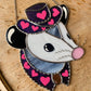 Pink and Purple Cowboy Opossum Stained Glass Suncatcher