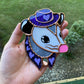 Mini Purple Cowboy Opossum Stained Glass Ornament