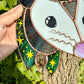 Green Whimsy Star Cowboy Opossum Stained Glass Suncatcher