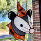 (cracked!) Halloween Opossum Stained Glass Suncatcher