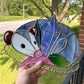 Blue Crystal Guardian Opossum Stained Glass Suncatcher