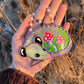 Mini Pink (ver 2) Sleepy Mushroom Opossum Stained Glass Ornament