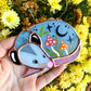 Sleepy Red and Orange Mushroom Opossum Mini Stained Glass Suncatcher