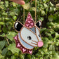 Pink Glitter Heart Opossum Stained Glass Ornament