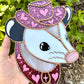 Pink Pony Opossum Stained Glass Suncatcher