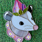 Pink Strawberry Opossum Stained Glass Suncatcher