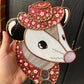 Ornate Floral Cowboy Opossum Stained Glass Opossum