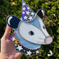 Blue Iridescent Wizard Opossum Stained Glass Suncatcher