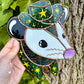 Green Whimsy Star Cowboy Opossum Stained Glass Suncatcher