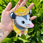 Mini Yellow Cowboy Opossum Stained Glass Ornament