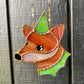 Green Wizard Fox Mini Stained Glass Suncatcher