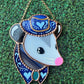 Blue Heart Cowboy Opossum Mini Stained Glass Suncatcher