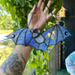 Black and Blue Wizard Bat Stained Glass Suncatcher