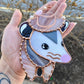 Mini Pink Swirl Cowboy Opossum Stained Glass