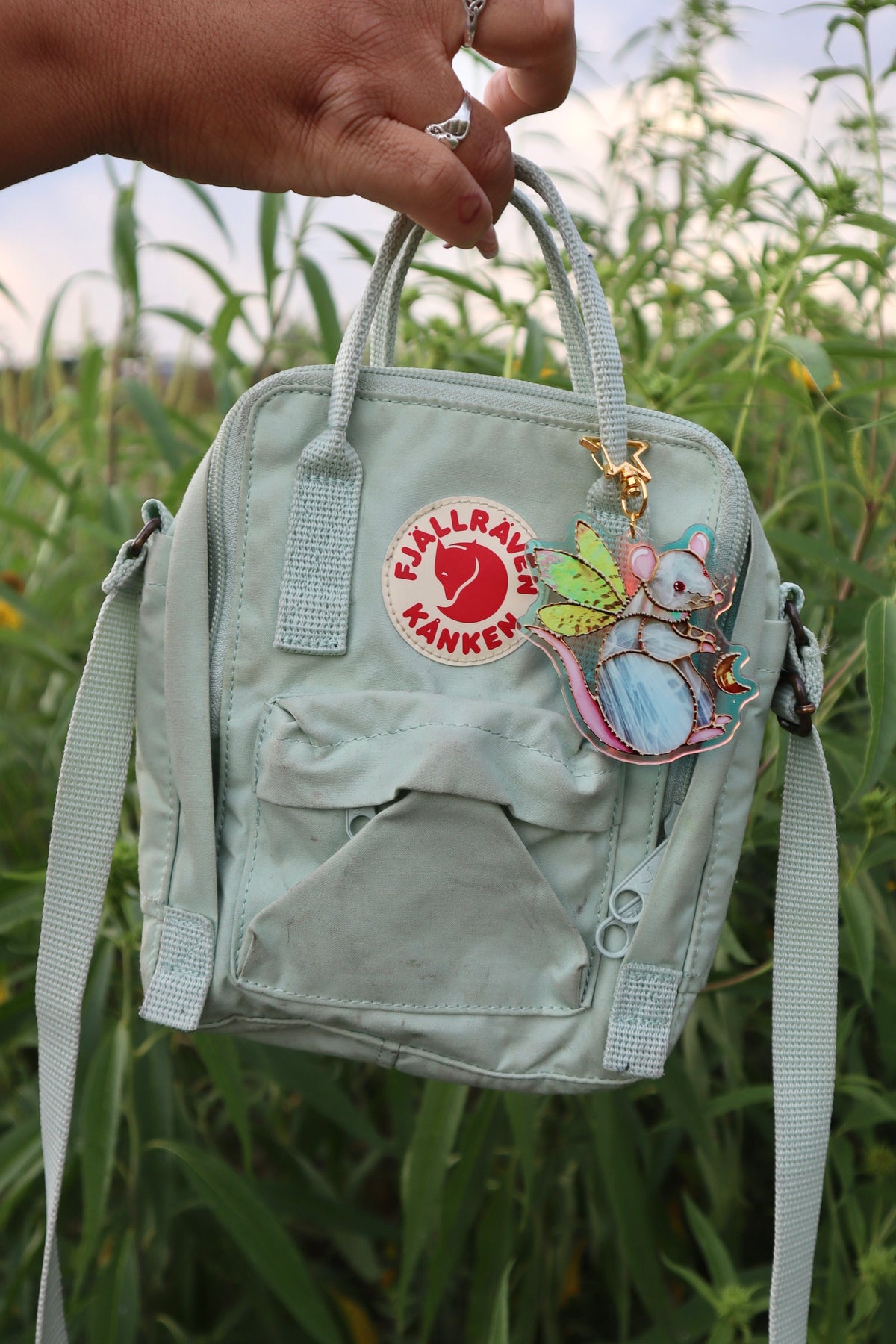 White Fairy Rat Holographic Acrylic Bag Charm