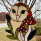Red Mushroom Owl Stained Glass Suncatcher