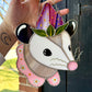 Pink Strawberry Opossum Stained Glass Suncatcher