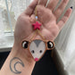 Hot Pink Star Opossum Stained Glass Charm