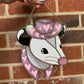 Pink Pony Opossum Stained Glass Suncatcher