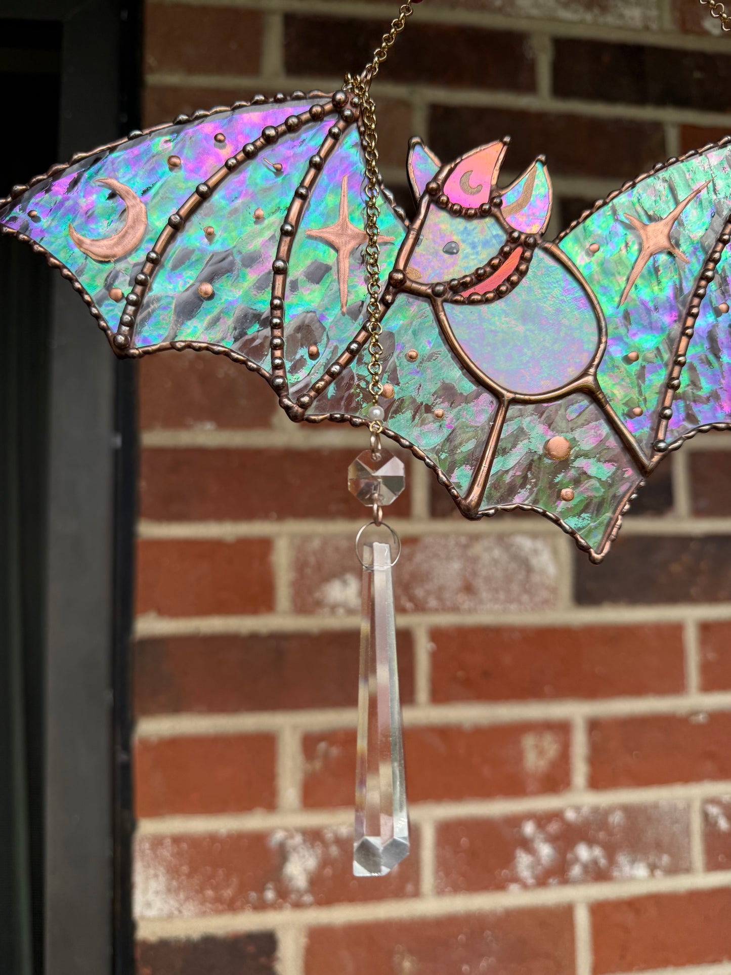 Celestial Bat Stained Glass Suncatcher