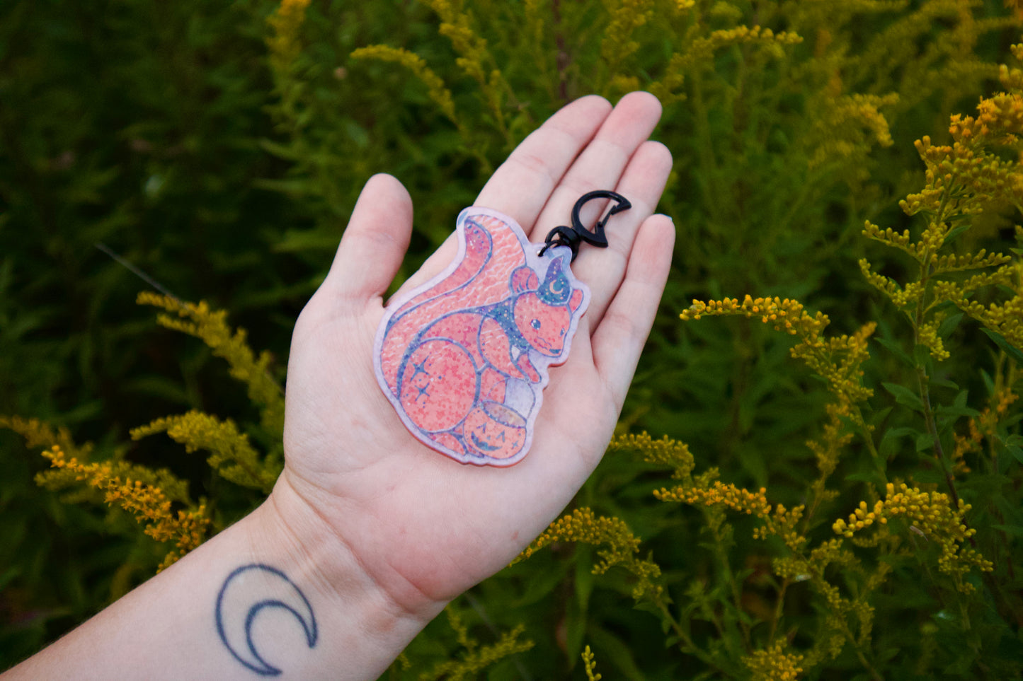 Trick-or-Treat Squirrel Holographic Acrylic Bag Charm