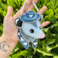 Mini Blue Jean Cowboy Opossum Stained Glass Ornament