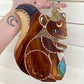 Golden Squirrel Wizard Stained Glass Suncatcher