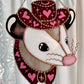 Pink Pony Opossum Stained Glass Suncatcher