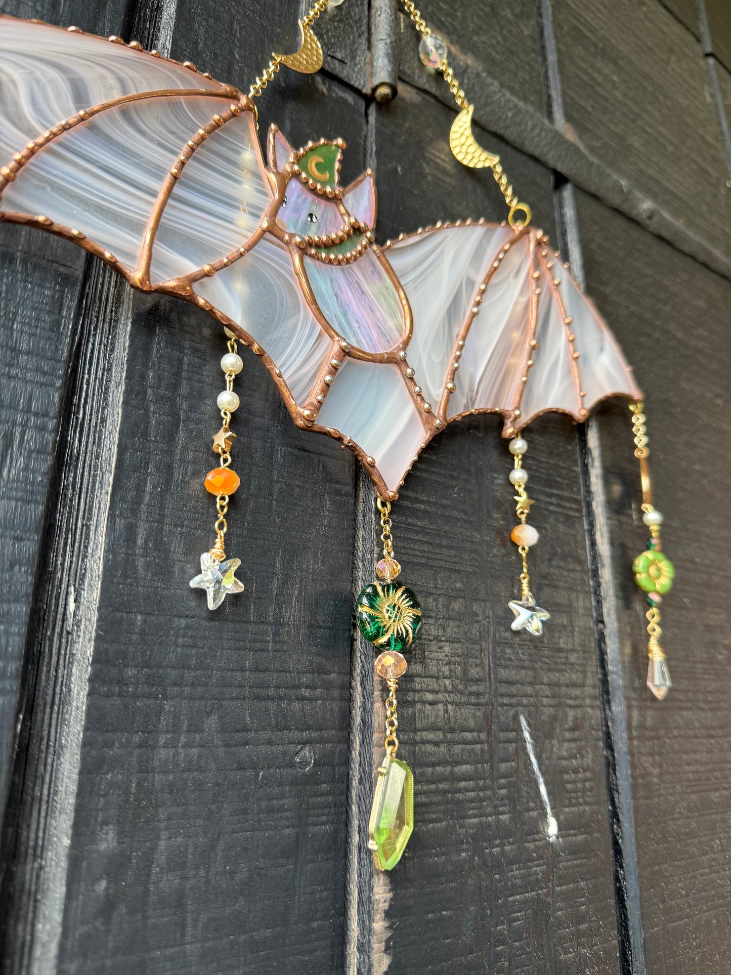 Garden Wizard Bat Stained Glass Suncatcher