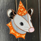Orange Lovely Opossum Stained  Glass Suncatcher