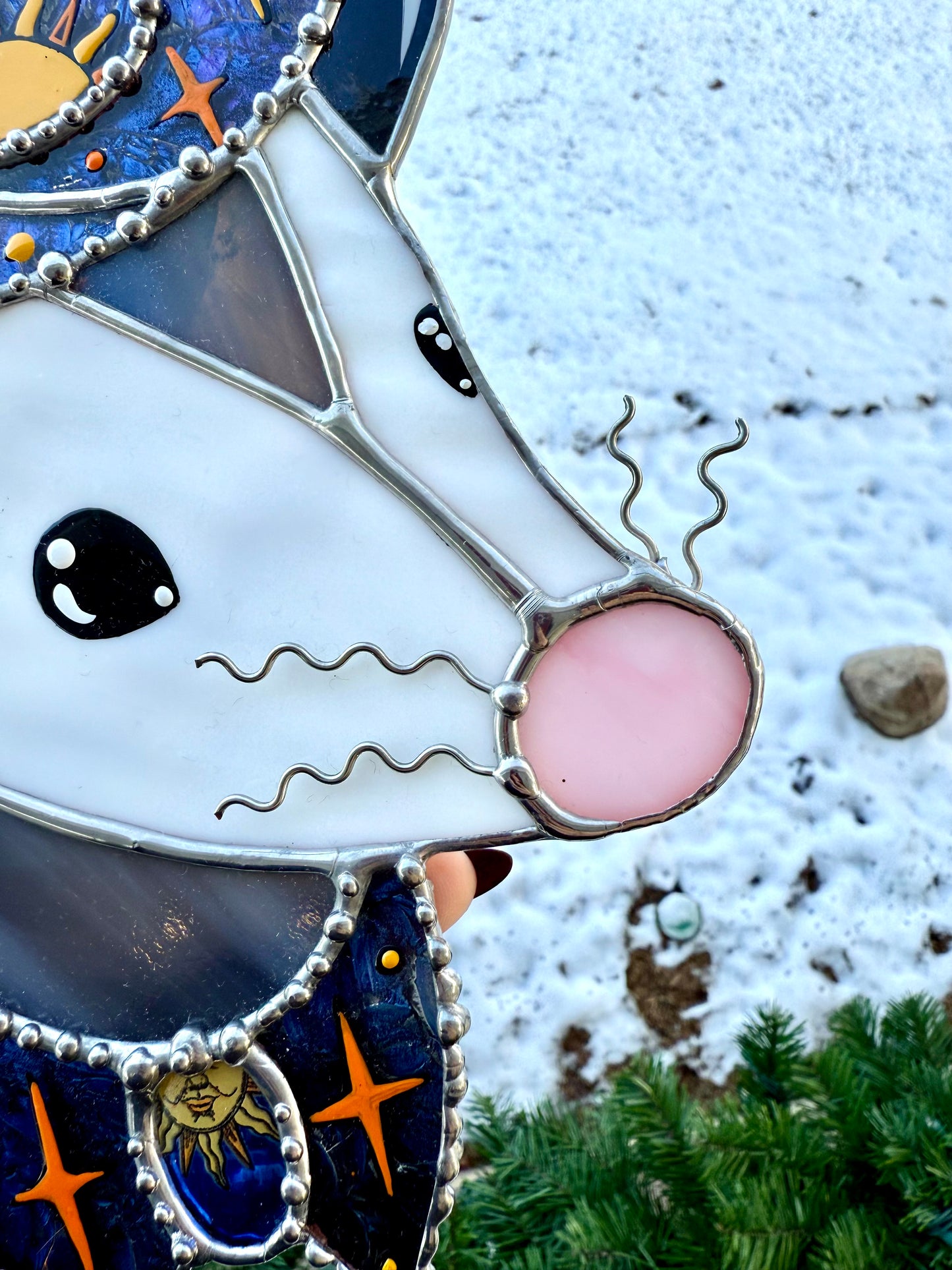 Celestial Cowboy Opossum Stained Glass
