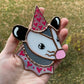 Iridescent Pink Lovely Opossum Mini Stained Glass Suncatcher