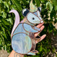 Acorn Wizard Opossum Stained Glass Suncatcher