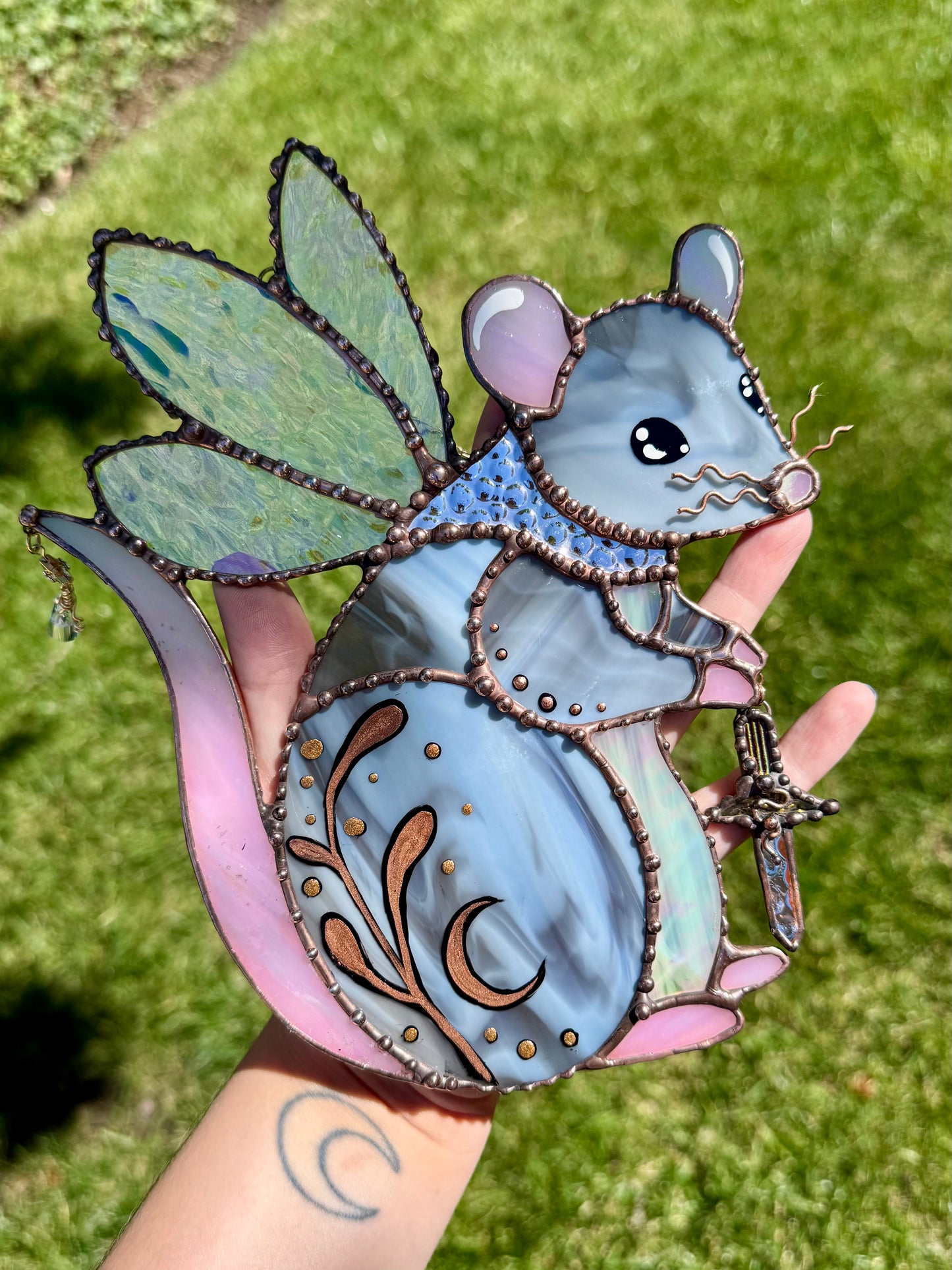 Medieval Fairy Rat Stained Glass Suncatcher