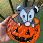 Trick-or-Treat Opossum Stained Glass Suncatcher